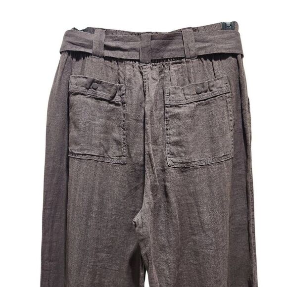 Tahari linen pants belted gray cuffed ankle size XL patch pocket - Picture 4 of 6